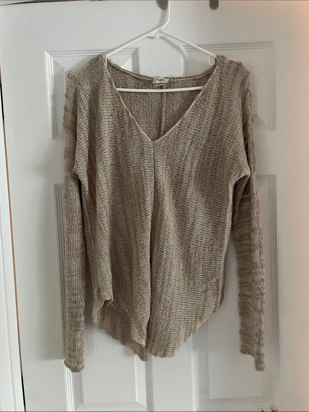 Daytrip Taupe V-Neck Lightweight Knit Sweater